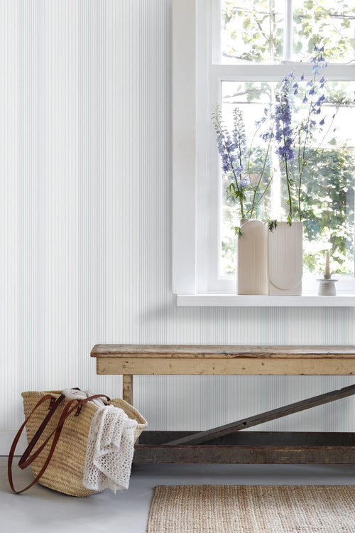 Sanders & Sanders behang strepen vergrijsd blauw - 53 cm x 10.05 m - 640674
