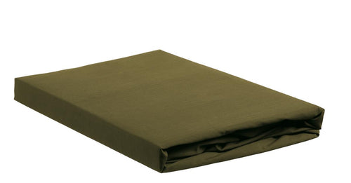 Ambiante hoeslaken Cotton Uni HL - 80x200 cm - olijfgroen