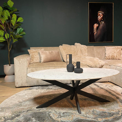 StarFurn Salontafel Faye - Ovaal Wit Marmer - 130x70x46cm