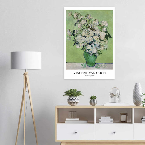Artfulprints Poster met Lijst Vincent van Gogh - Roses   - 30x40 cm - Groen