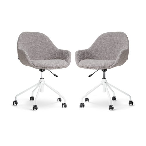 Nolon Nout-Mae Bureaustoelen Set van 2 - Bouclé Taupe - Wit