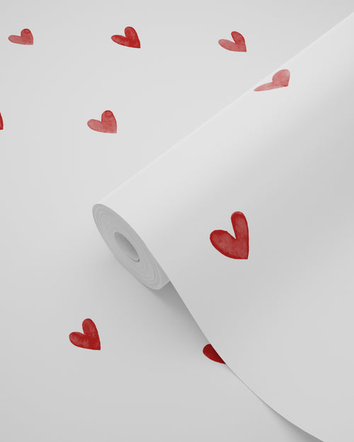 ESTAhome behang hartjes wit en rood - 50 x 900 cm - 131629 - vtwonen shop