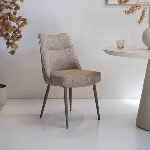 DÉJA Living Eetkamerstoel Meau - Taupe/Taupe - Zithoogte 47cm - Set van 2 - vtwonen shop