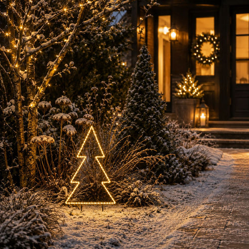 Luca Lighting Garden d'Light Kerstboom Tuinsteker - Kerstversiering Buiten met Warm Wit LED Licht - Kerst Decoratie met Timer en 8 Lichtstanden -