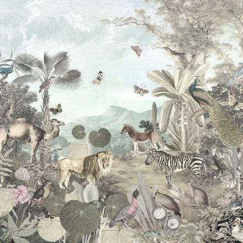 Sanders & Sanders fotobehang tropisch jungle groen grijs - 300 x 280 cm - 612433