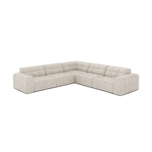 Cosmopolitan Design - Symmetrische hoekbank Chicago 4-zits, chenille lichtbeige - 285x285x78cm