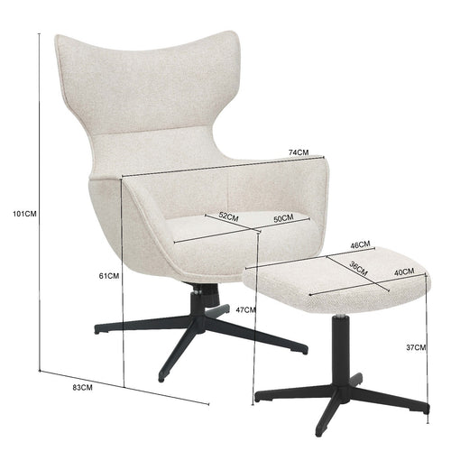 Kare Design Draaifauteuil en Voetsteun Jules bruin