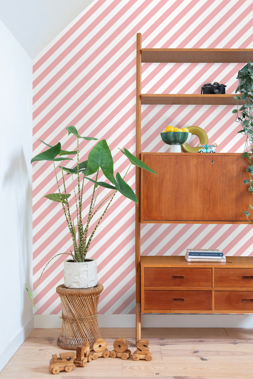 ESTAhome behang strepen roze en wit - 50 x 900 cm - 139953 - vtwonen shop