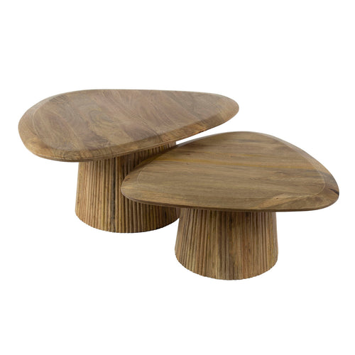 Giga Meubel Salontafel Wave - Naturel Hout - Set Van 2 - 93x72x43cm - vtwonen shop