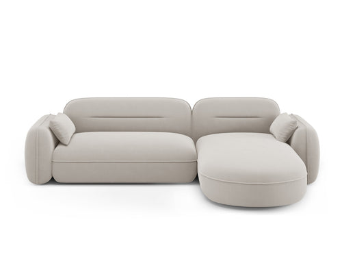 Cosmopolitan Design Modulaire hoekbank rechts Sydney 4-zits, flueel, lichtbeige - 165x275x70cm