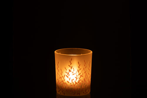 J-Line theelichthouder Sally - glas - oranje/transparant - small