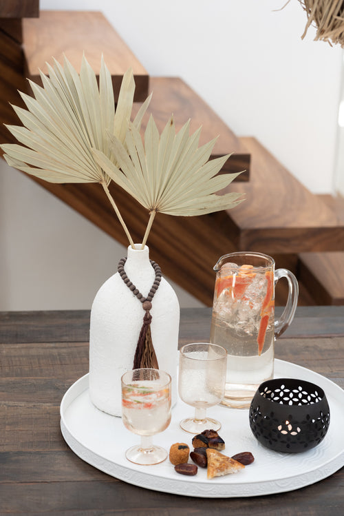 J-Line theelichthouder Geperforeerd - ijzer - zwart