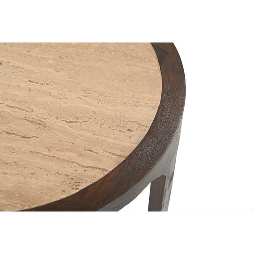 Starfurn Bijzettafel Morris - Rond Hout/Travertin - 60x60x48cm