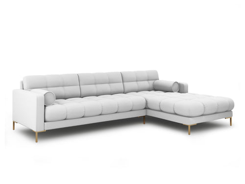 Cosmopolitan Design rechter hoekbank Bali 5-zits, structurele stof, lichtgrijs - 185x293x75cm