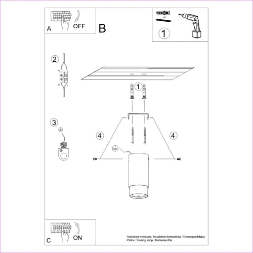 Sollux Lighting Plafondlamp NERO 12,5 zwart/chroom - 6x6x12,5cm