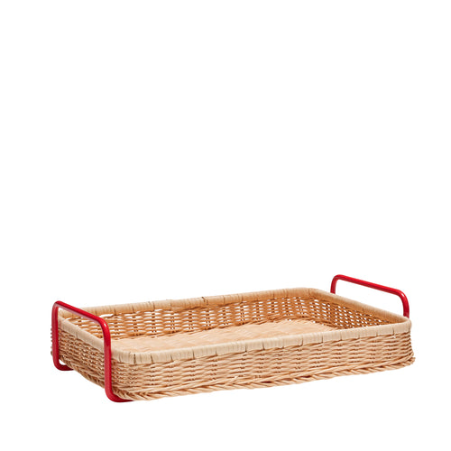 Hübsch dienblad Splint - ijzer/rattan - 42x27xh10cm - vtwonen shop