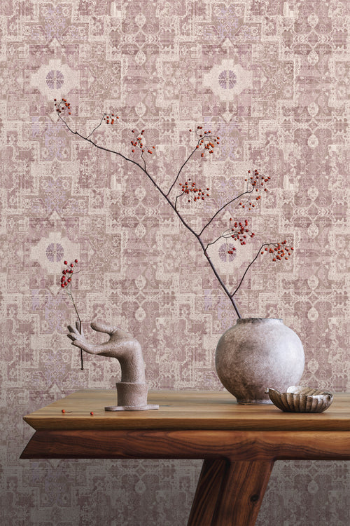 ESTAhome behang oosters kelim tapijt lichtpaars - 50 x 900 cm - 131363 - vtwonen shop