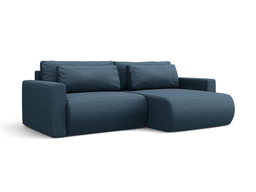 Cosmopolitan Design Omkeerbare converteerbare hoekbank met opbergdoos Belfast 3-zits, structurele stof blauw - 149x240x84cm