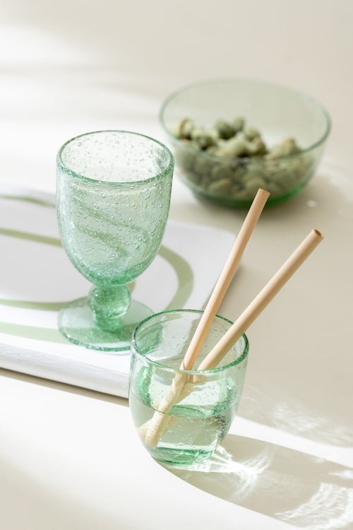 J-Line wijnglas Lisboa - glas - muntgroen - 6 stuks