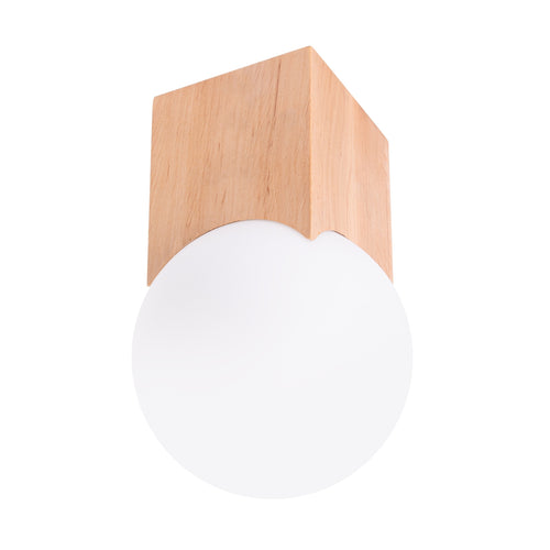 Sollux Lighting Plafondlamp SOLIS natuurlijk hout - 12x12x19cm