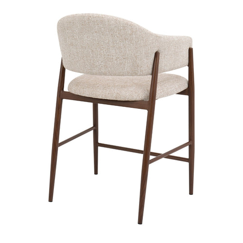 DÉJA Living Barstoel Dénia - Beige/Walnoot Stof - Zithoogte 65cm - Set van 2 - vtwonen shop