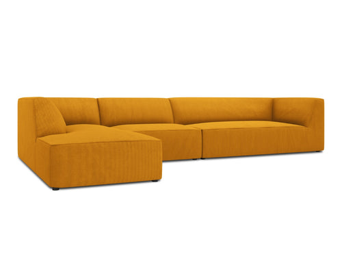 Micadoni linker hoekbank Ruby 5-zits, ribfluwelen, geel - 180x366x69cm