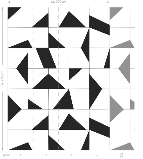 ESTAhome fotobehang tegelmotief zwart wit - 200 x 279 cm - 158908 - vtwonen shop