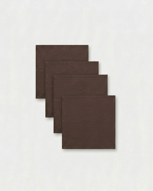 vtwonen - Servetten - Katoen-linnen - Chocoladebruin - 40 x 40 cm - Set van 4