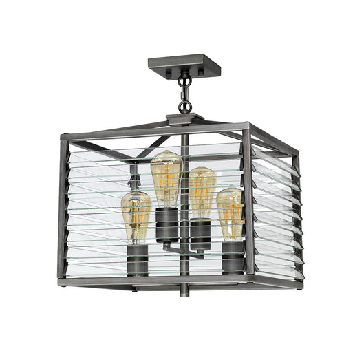 Louvre 4 Lichte Hanglamp Gunmetal Verf Afwerking
