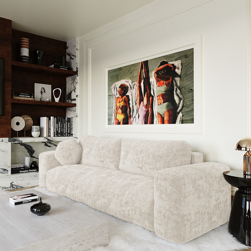 Premium Interiors - Slaapbank met opbergruimte LIOR - getextureerd fluweel crème 260cm