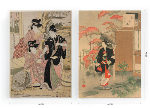 Set 2 Canvas 60x40 Gedrukt Japanse Kunst