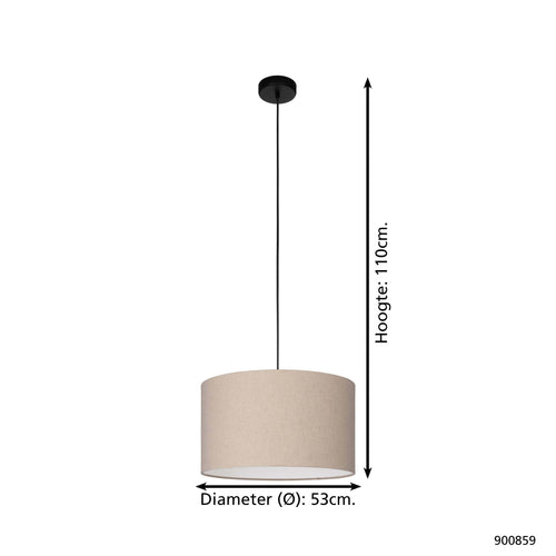 EGLO hanglamp Feniglia - e27 - ø 38 cm - beige/zwart - linnen - vtwonen shop