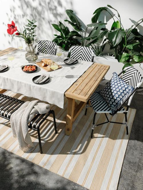 benuta binnen- en buitenkleed Rida - beige/geel - 120x170 cm