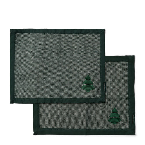 Rivièra Maison Magical ChristmasTree Placemat 2pcs - Katoen - Groen / Zilver - vtwonen shop