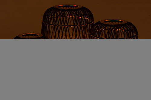 J-Line lantaarn Op Voet - bamboe - zwart/naturel - large - vtwonen shop