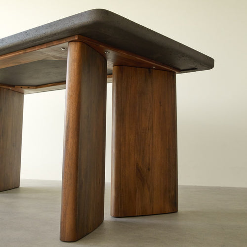 Tikamoon Massief acaciahouten en donkergrijze Cement tuintafel 6/8 pers. - Donkergrijs