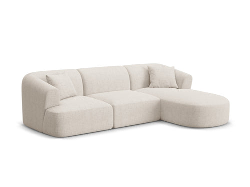 Cosmopolitan Design Modulaire hoekbank rechts Campi 4-zits, structurele stof lichtbeige - 156x256x70cm