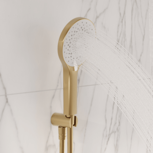 LOMAZOO inbouwdoucheset Aurora - met thermostaatkraan & ronde handdouche - goud - 30 cm
