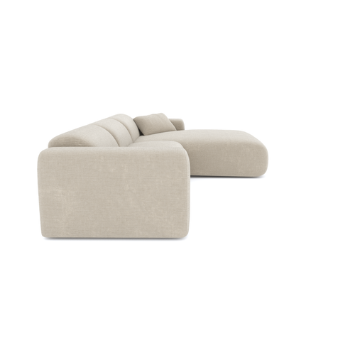 Sia Home - Hoekbank rechts MYRA - Fluweel met structuur - Beige - 280cm - vtwonen shop