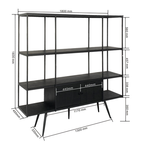 Kare Design Bookshelf Cosy Sixties zwart 183x180cm