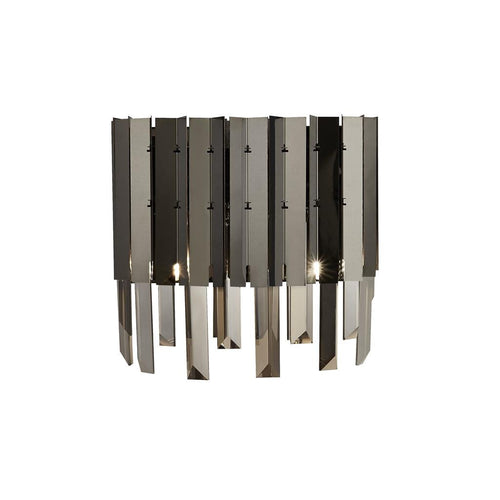 Searchlight Rotunda 2-lichts wandlamp, zwart, rookkristal