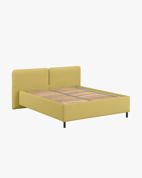 noo.ma Melu gestoffeerd tweepersoonsbed 160 x 200 cm, Yellow Pear