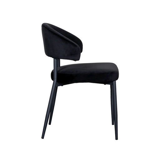 LABEL51 Eetkamerstoel Bliss - Zwart Velvet - Zithoogte 47cm - Set van 2