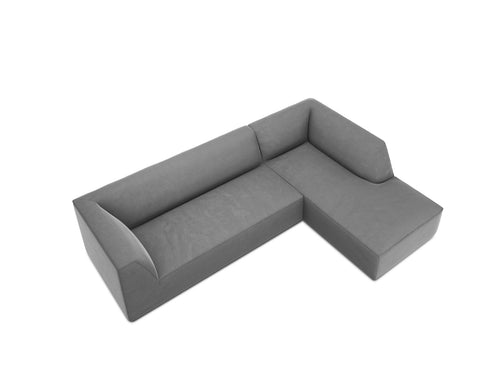 Micadoni rechter hoekbank Ruby 4-zits, flueel, grijs - 180x273x69cm
