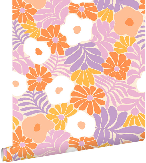 ESTAhome behang bloemen in Matisse stijl wit en meerkleurig - 50 x 900 cm - 132002