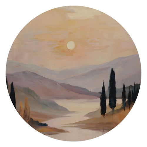 Reinders Landschap I glasschilderij -  bruin - woonkamer - Ø 70cm