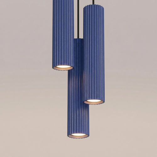Sollux Lighting Hanglamp KARBON 3P ultramarijn - 19,5x19,5x108cm