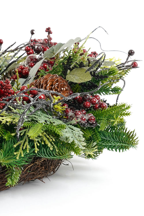 Mica Decorations Bodi Kerstkrans met Dennenappels - H11 x Ø40 cm - Bordeaux