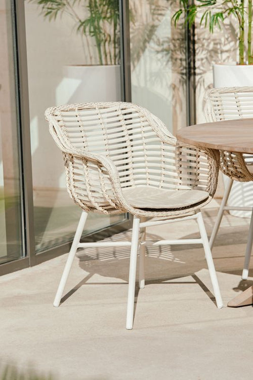 Hartman Tuinstoel Cecilia - Beige Wicker/Kunststof - Zithoogte 44cm