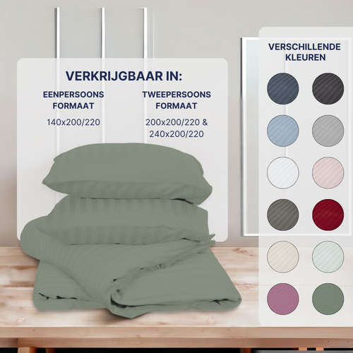 Ten Cate dekbedovertrek - 100% katoensatijn - groen - 200x200/220